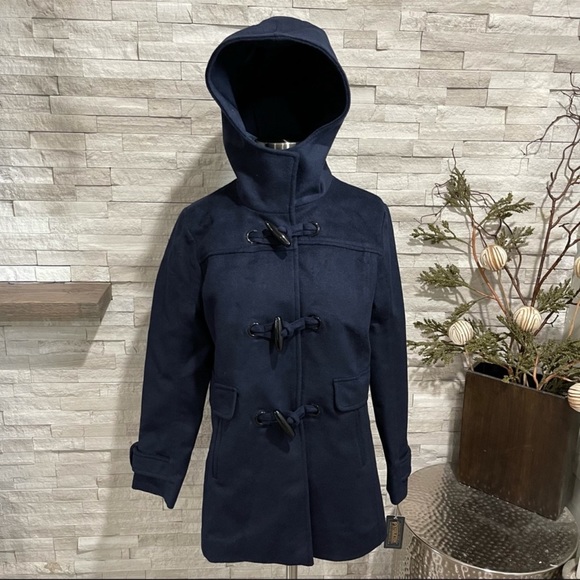 PENDLETON NWT ROSLYN WATERPROOF LAMBSWOOL BLEND HOODED TOGGLE COAT BLUE NAVY - Picture 10 of 15